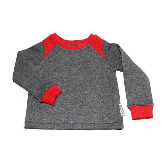 Tracksuit Top / Boys - Grey and Red Fleece - M0359