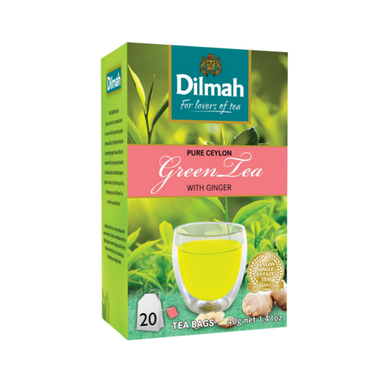 Dilmah Ceylon Green Tea with Ginger (20 x 2g tagged tea bags)