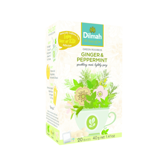 Dilmah Green Rooibos with Ginger & Peppermint (20 x 2g tagged tea bags)