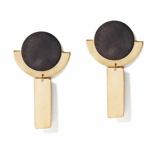 Charcoal & Gold Round Deco Dangles