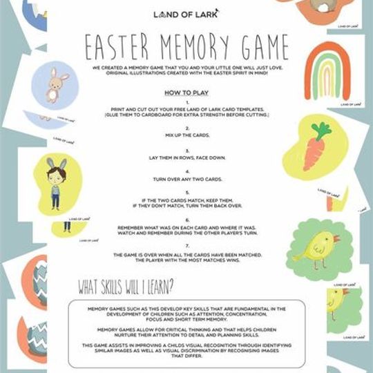 FREE Easter memory game template