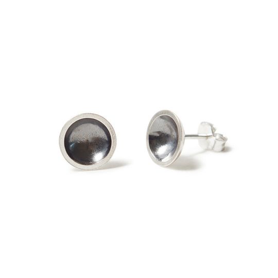 Silver & charcoal domed earrings