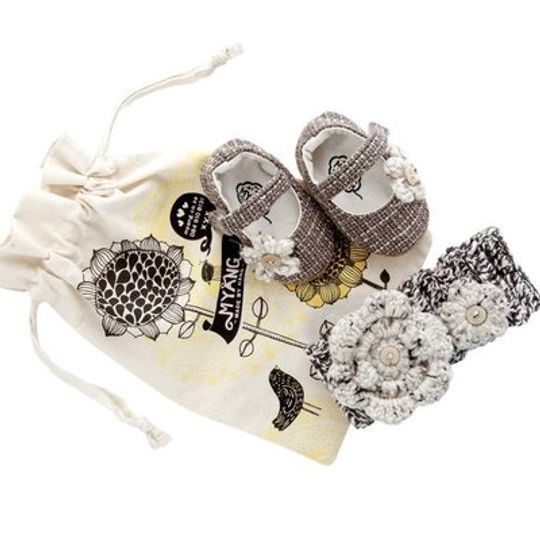 Sets / Girls - Tweed Mary Jane Shoes and Crochet Headband - M0137