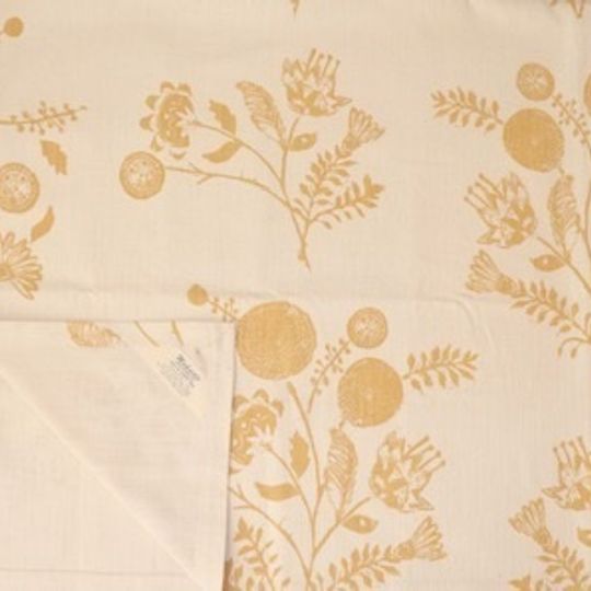 Wheat yellow linocut floral on natyral 100% cotton