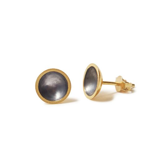Gold & charcoal domed earrings