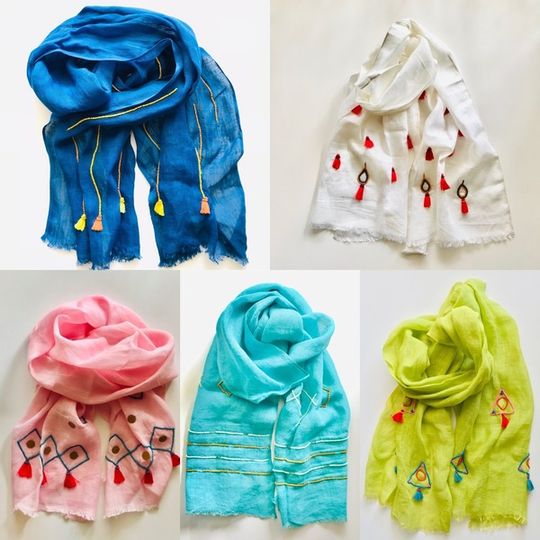 Beaded Linen Fashion Scarves