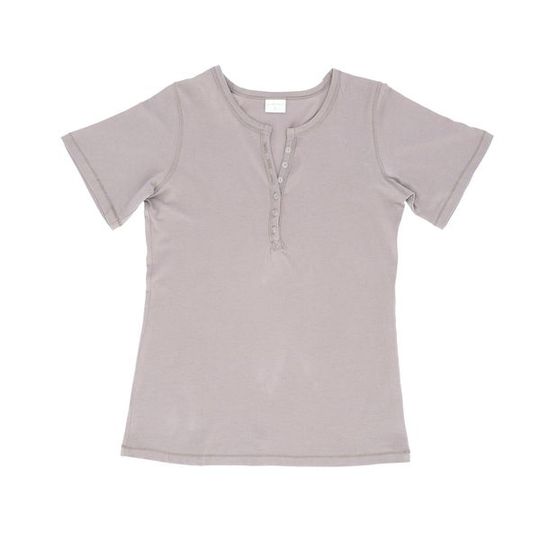 Ladies Short Sleeve - Buttons Grey