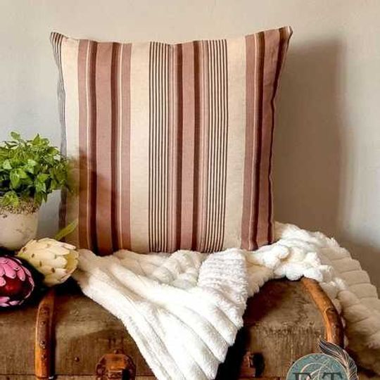 Brown and beige stripe cushion