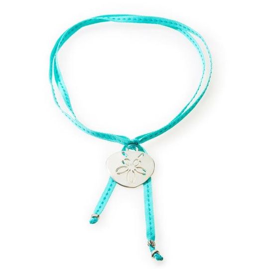 FEISTY Ribbon Necklace & Choker Pansy Shell / Sand dollar - Emerald