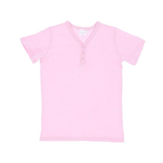 Kids Short Sleeve - Buttons Pink