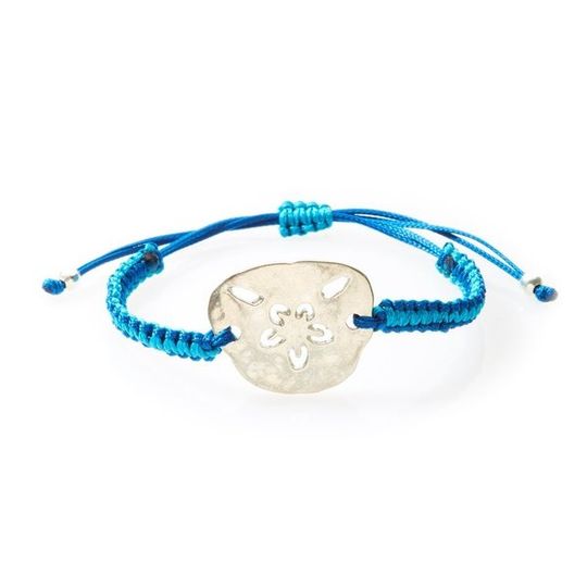 COOL Macrame Bracelet Pansy Shell/Sand dollar - Navy blue/Turquoise