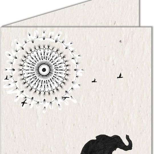 Greeting Card | Mandala Sun & Elephants