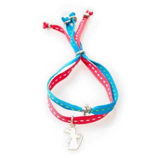 CHEEKY Bracelet with ribbons Meerkat - Turquoise/Cerise
