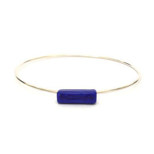 Silver Bangle with Glass Vertical/Horizontal Bar