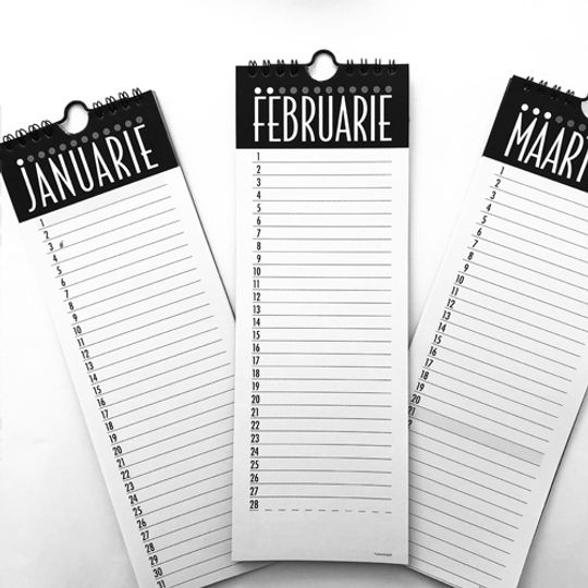 Long Afrikaans Calendar/Month Planner