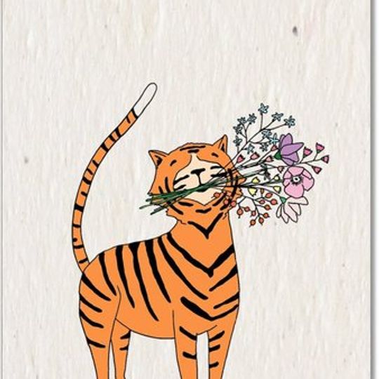 Greeting Card | Tiger with Flowers
