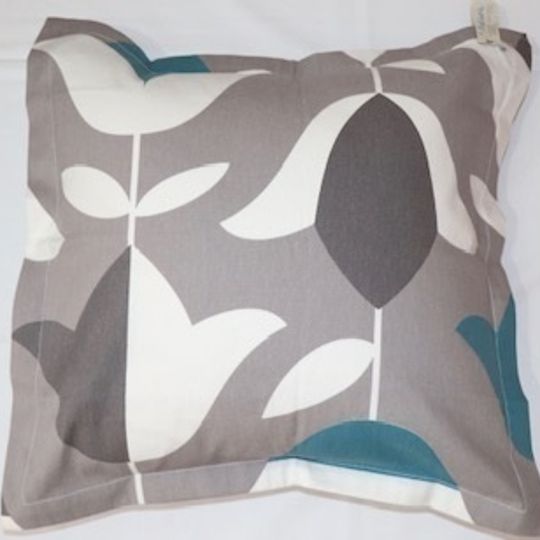 Tulip grey and teal cushion cover printed on 100% cotton